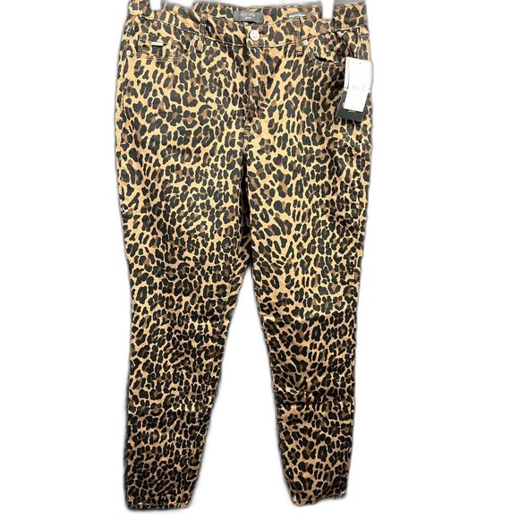 Nine West Jeans High Rise Cigarette Skinny Animal Print Denim Jeans SZ 10:NWT - Picture 1 of 8